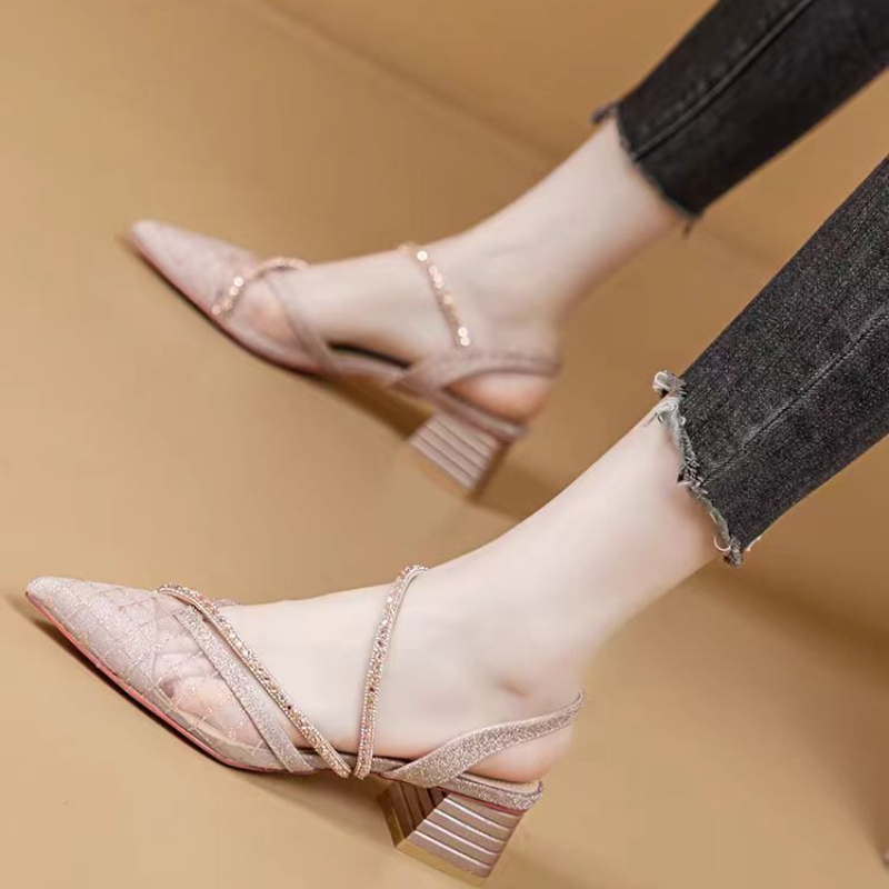 Women Shoes Formal - French Style Rhinestone Mesh Pointed Toe
