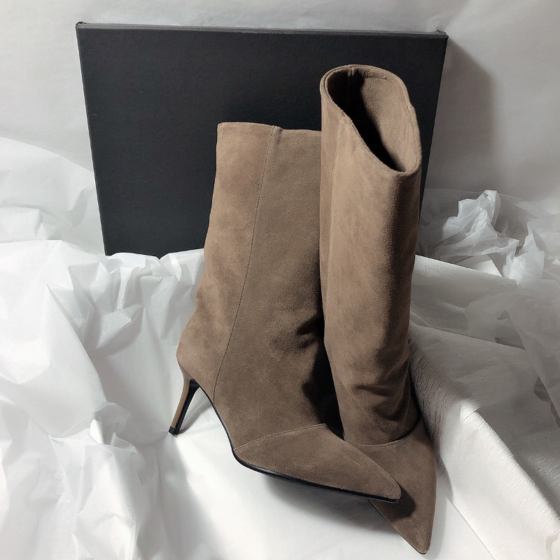High Knee Heel Boots - 2025 New Luxury Suede Winter Street
