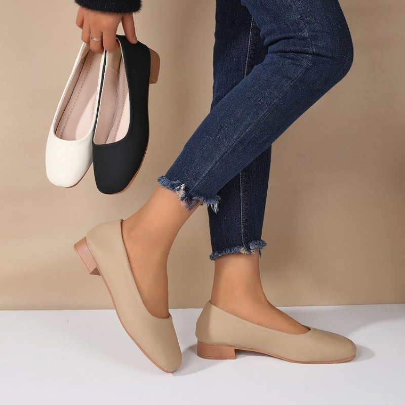 Women Shoes Formal - Soft Leather Round Toe Slip-On Shoes