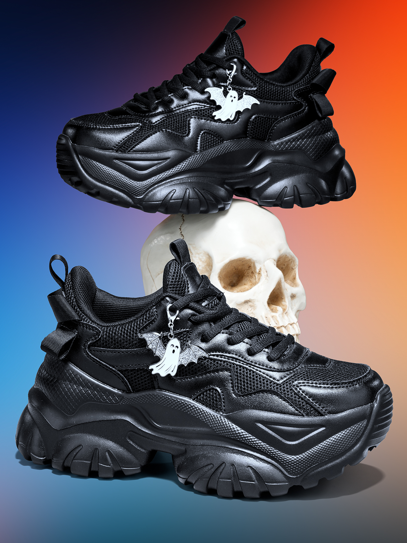 Women Shoes Size Chart - Women's Dark Gothic Style Thick-Soled 7cm