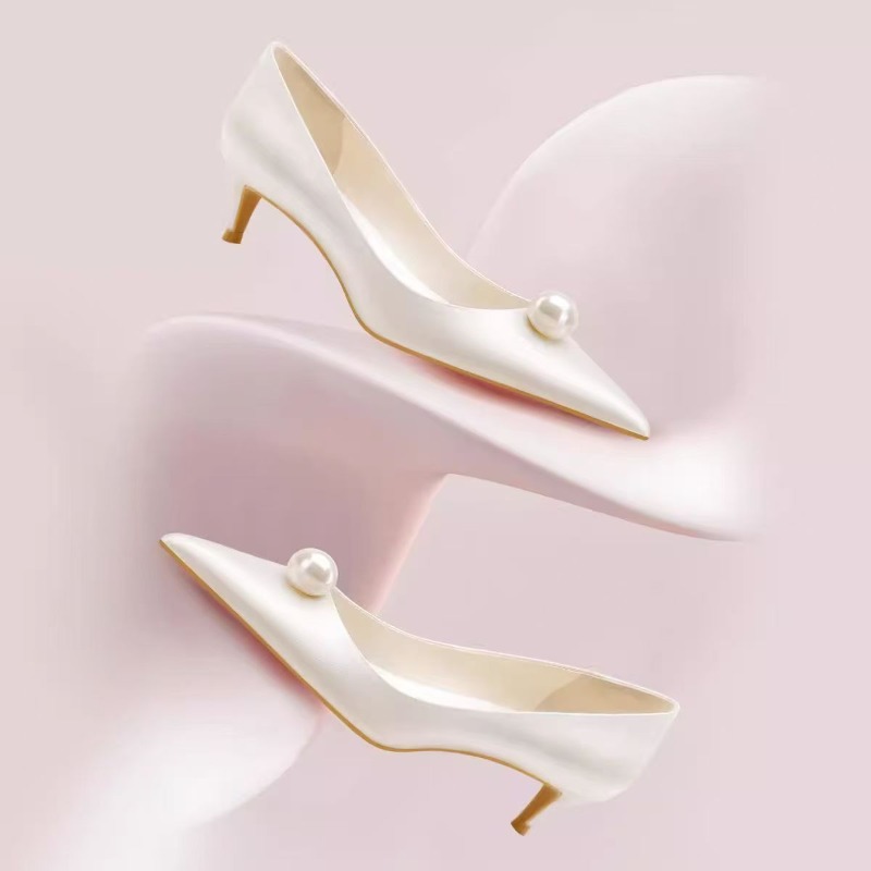 Women Shoes With Heels - 2026 New Luxury Designer White Satin