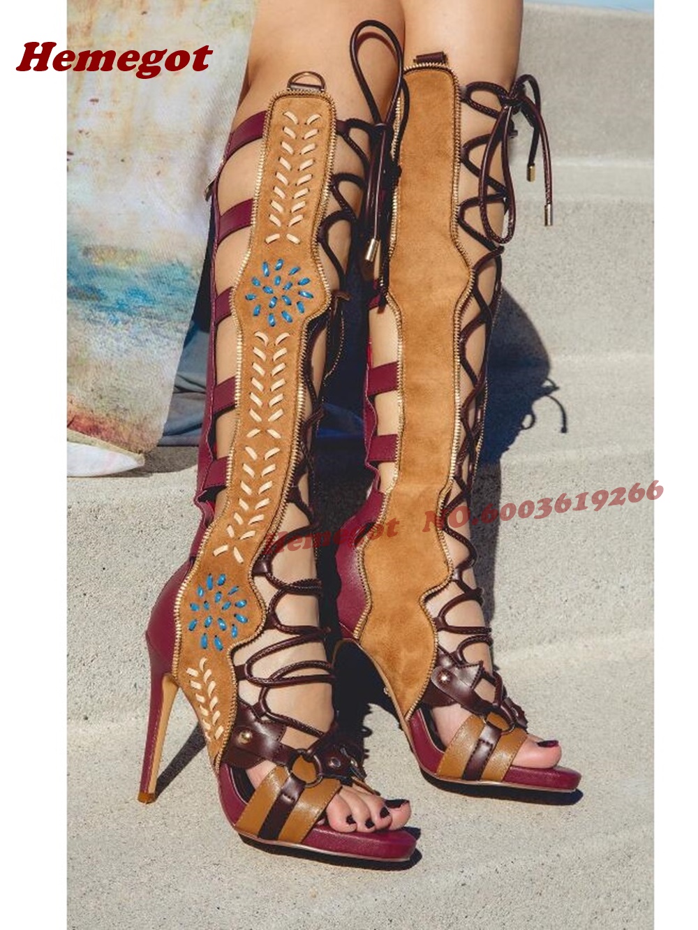 Bohemian Embroidered Gladiator - High Knee Heel Boots recensie en prijs
