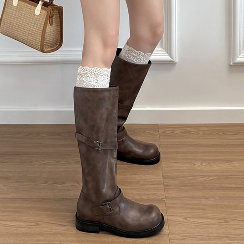 Vintage Belt Buckle Women Knee - High Knee Heel Boots recensie en prijs