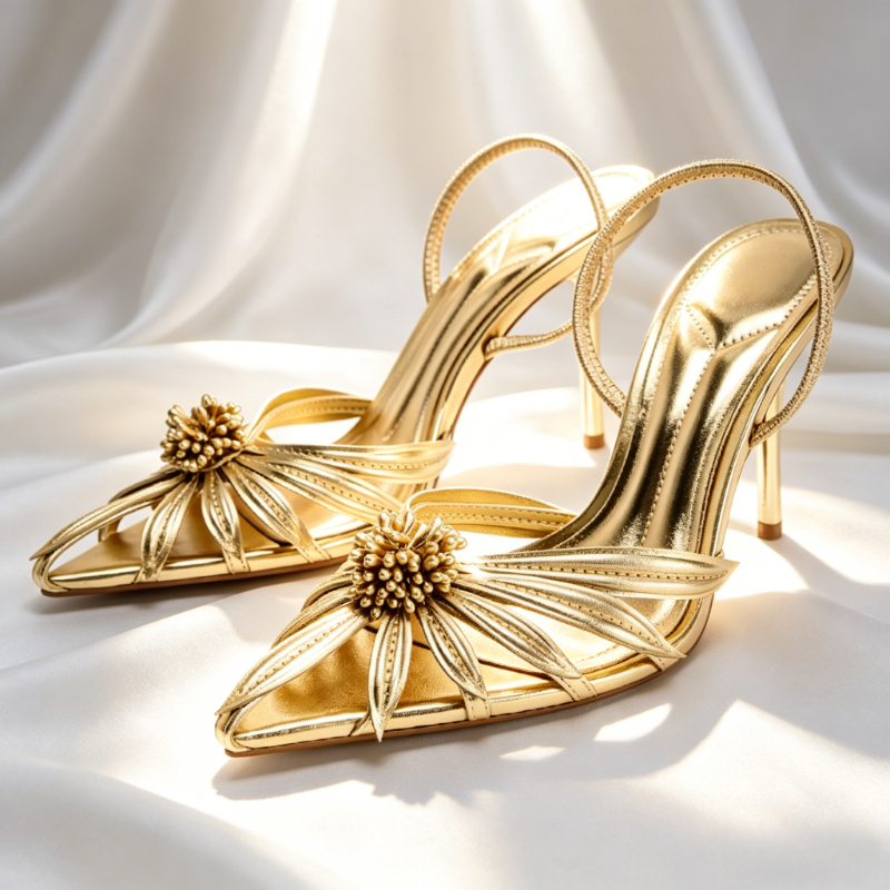 Luxury Gold Floral Detail Slin - Women Shoes Formal recensie en prijs