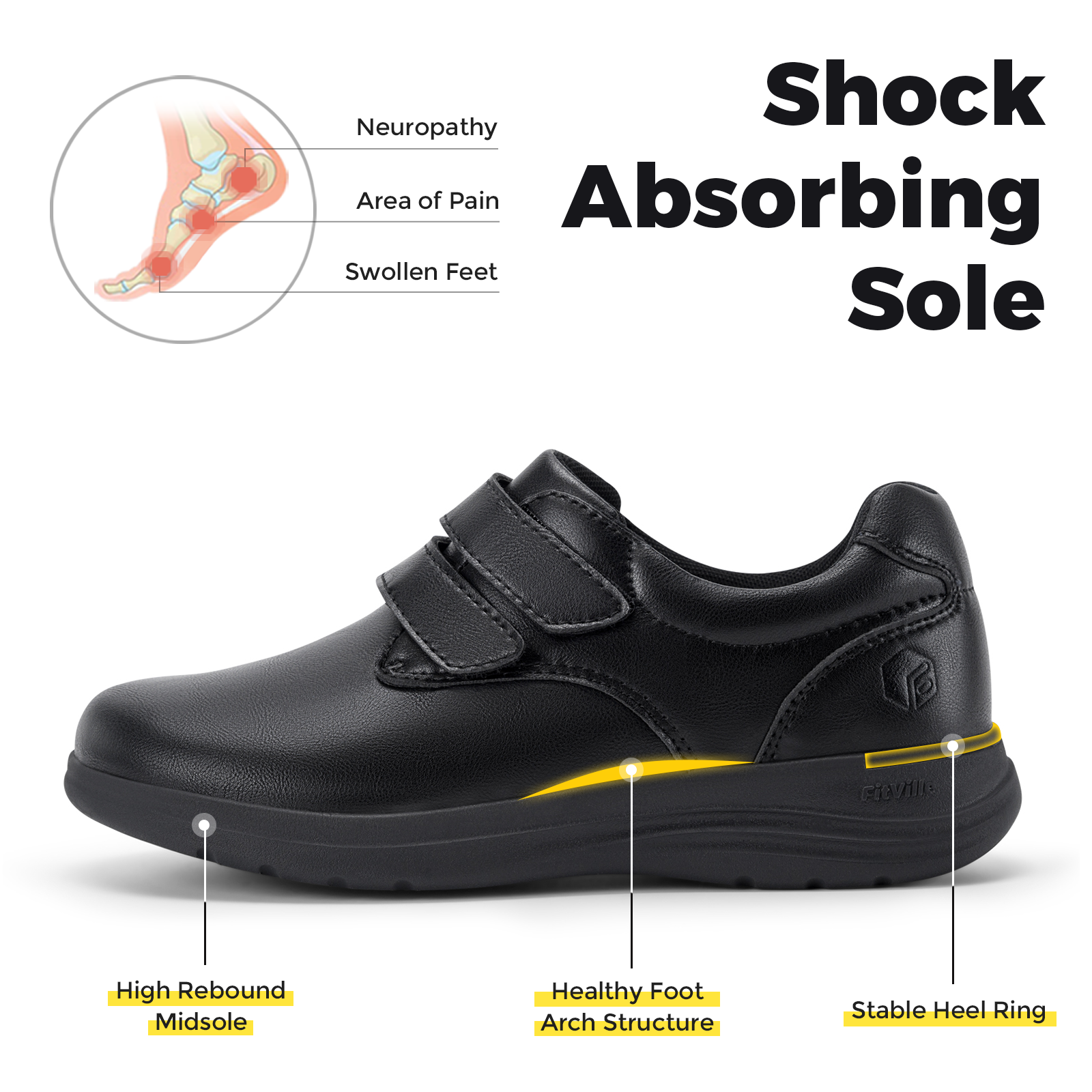 FitVille Leather Women's Shoes - Women'S Shoes Extra Wide recensie en prijs