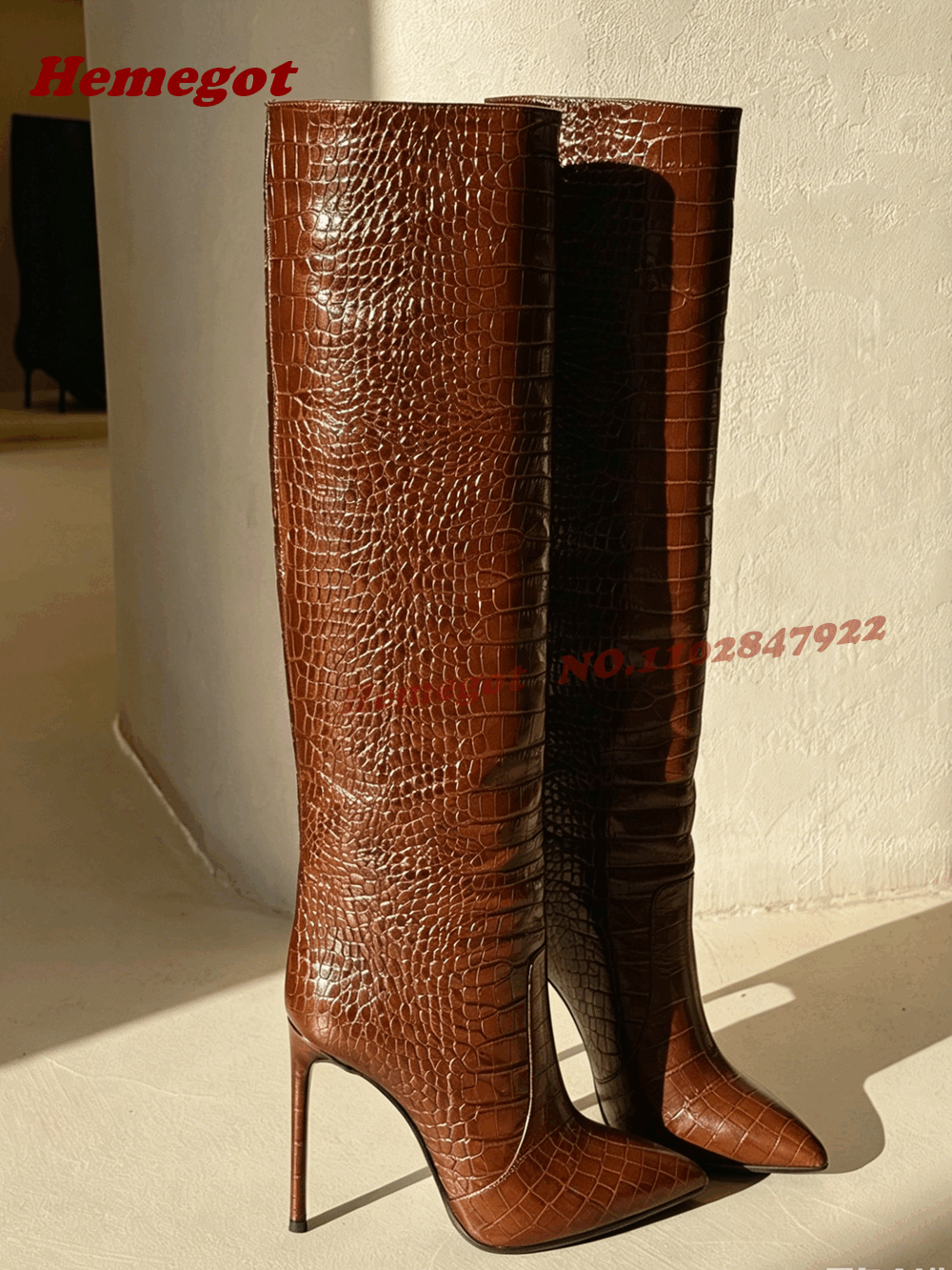 Brown Croc-Embossed Leather Kn - Women Shoes Size Chart recensie en prijs