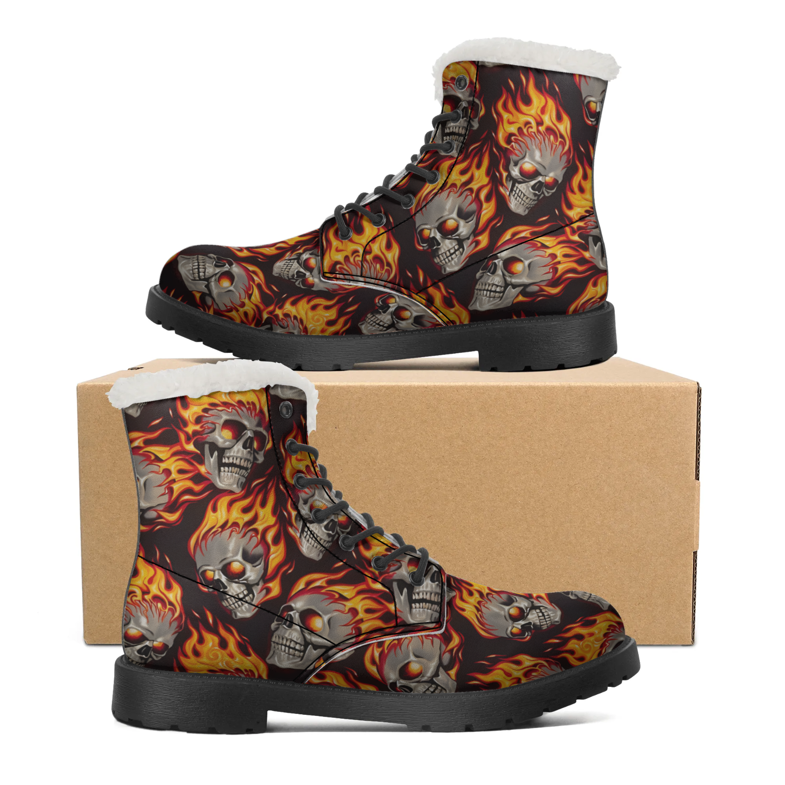 Fire Skull Patterns Snow Boots - Women Shoes Us To Eu recensie en prijs