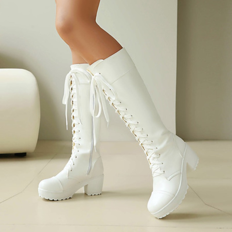 Womens Knee High Lace Up Comba - High Knee Heel Boots recensie en prijs
