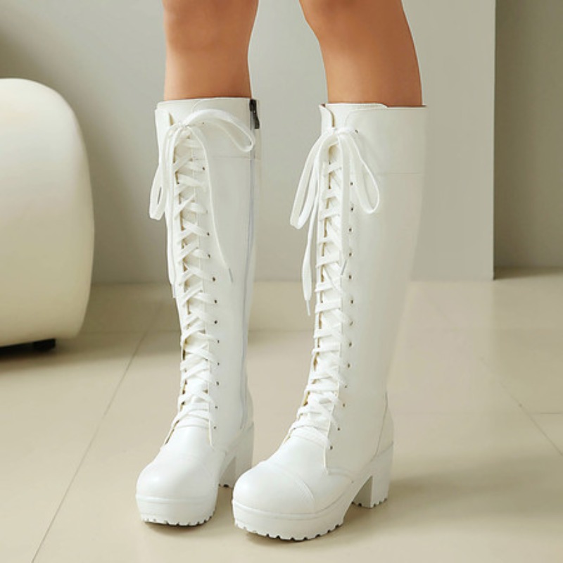 Womens Knee High Lace Up Comba - High Knee Heel Boots recensie en prijs